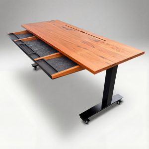 Anma DeskStudio Mesa fixa TigerWood com os pés pretos