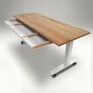 Anma DeskStudio Mesa fixa Cerejeira com os pés brancos