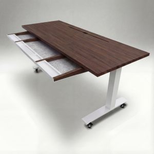 Anma DeskStudio Mesa fixa Imbuia com os pés brancos