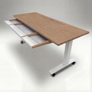 Anma DeskStudio Mesa fixa Jequitibá com os pés brancos