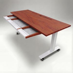 Anma DeskStudio Mesa fixa Mogno com os pés brancos