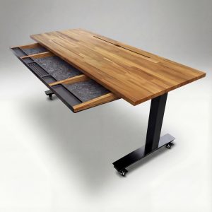 Anma DeskStudio Mesa fixa Teca Escura com os pés pretos