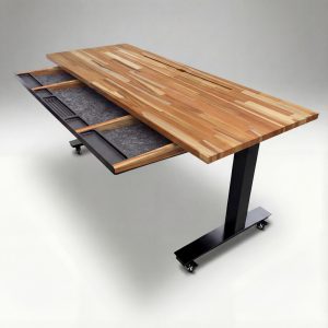 Anma DeskStudio Mesa fixa Teca Mescla com os pés pretos