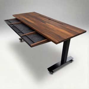 Anma DeskStudio Mesa fixa Imbuia com os pés pretos